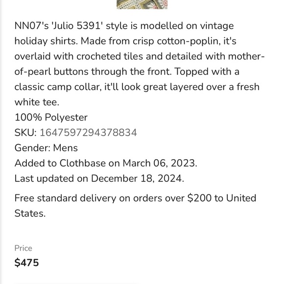 NN07 Julio floral camp collar 475 US price sold out - Picture 3 of 5